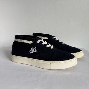 Tory Burch Sz 9 Navy White Love All Hi-Top Trainer Sneaker High Top